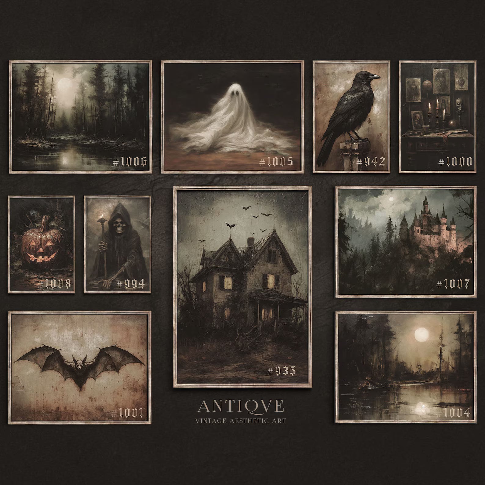Dark and Moody Halloween Print Set | Mysterious Gallery Wall | printable download