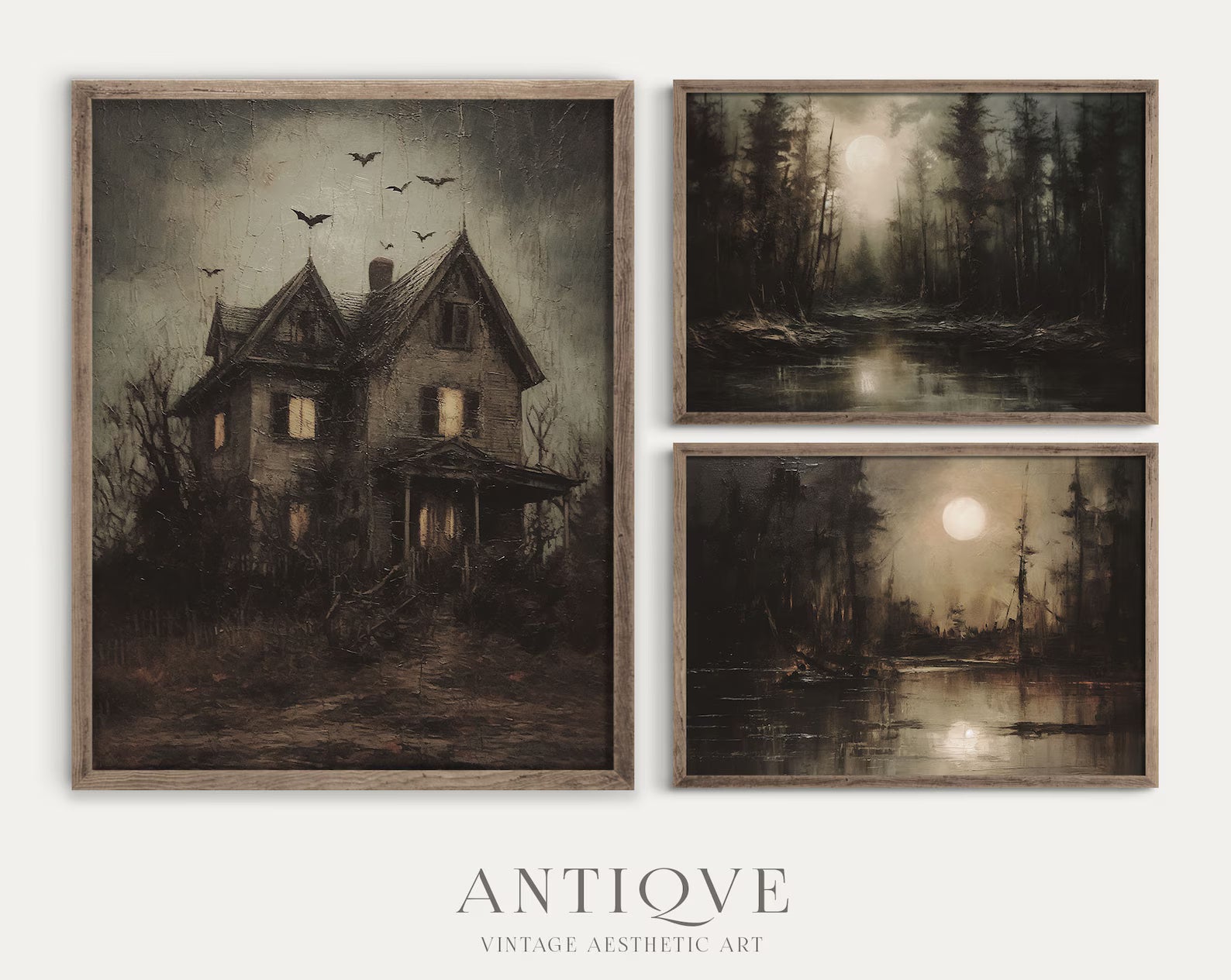 Dark and Moody Halloween Print Set | Mysterious Gallery Wall | printable download