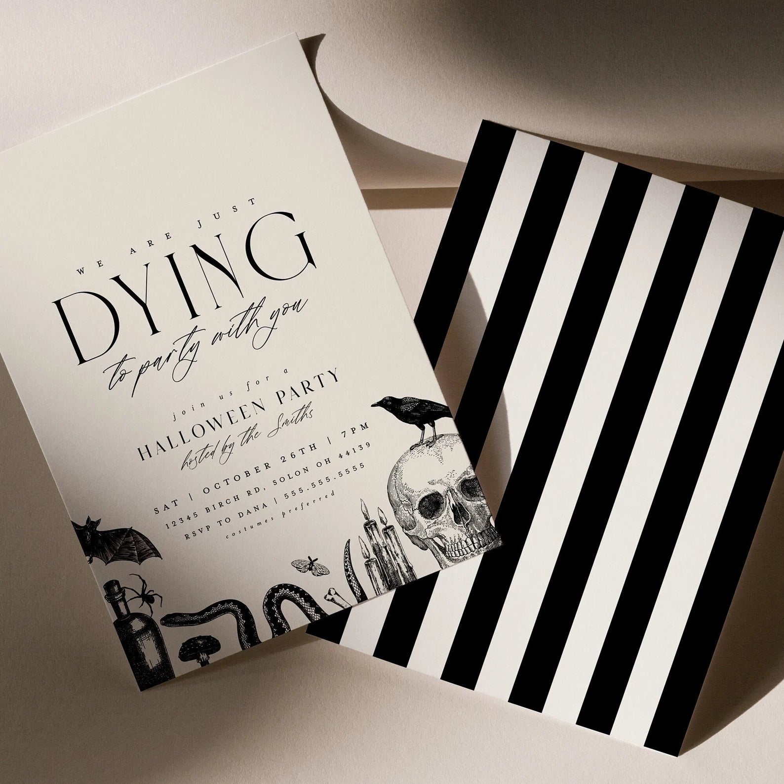 Vintage Halloween Party Invitation Template: Editable Skull Invite (Digital Download)