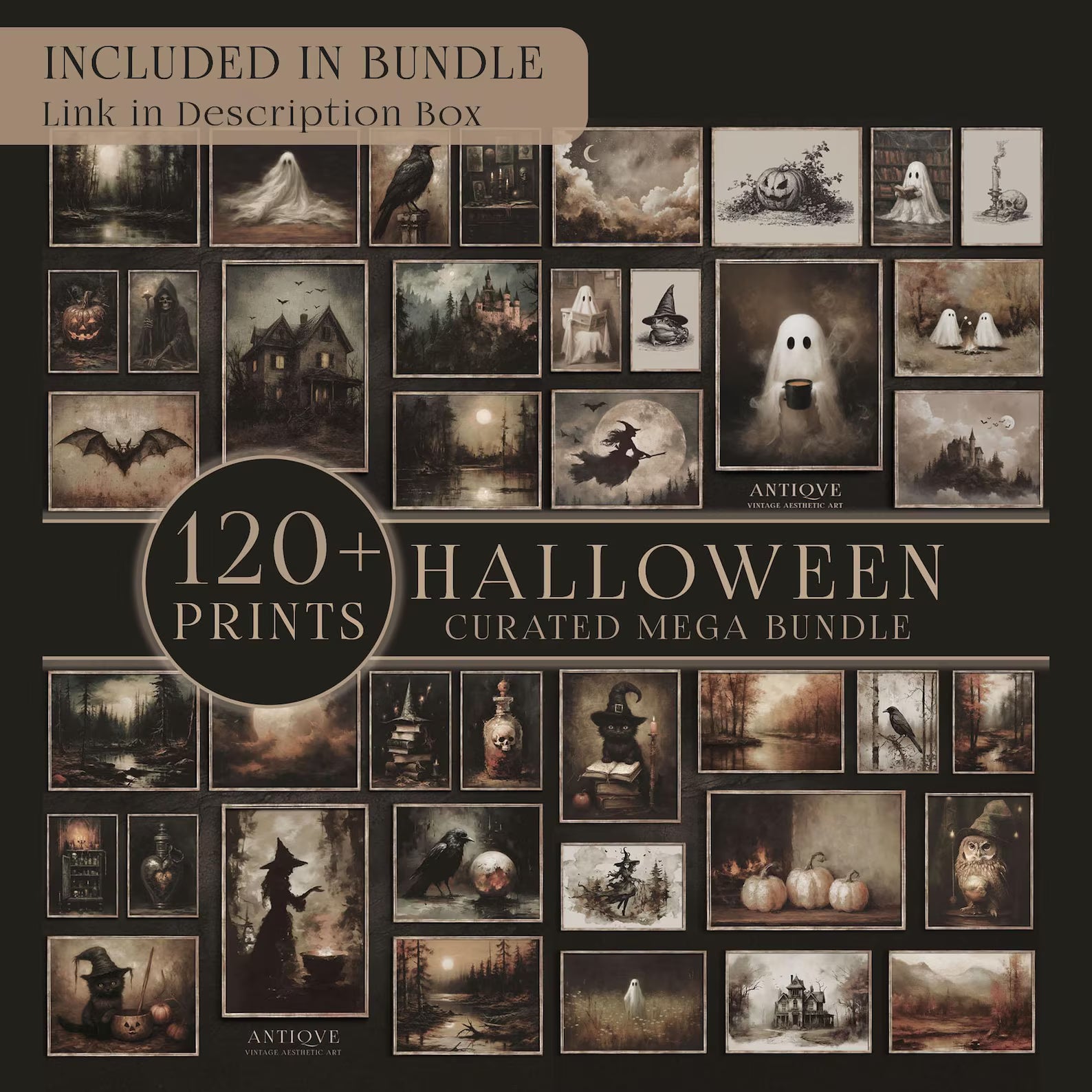 Dark and Moody Halloween Print Set | Mysterious Gallery Wall | printable download