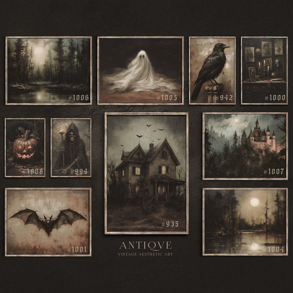 Dark and Moody Halloween Print Set | Mysterious Gallery Wall | printable download