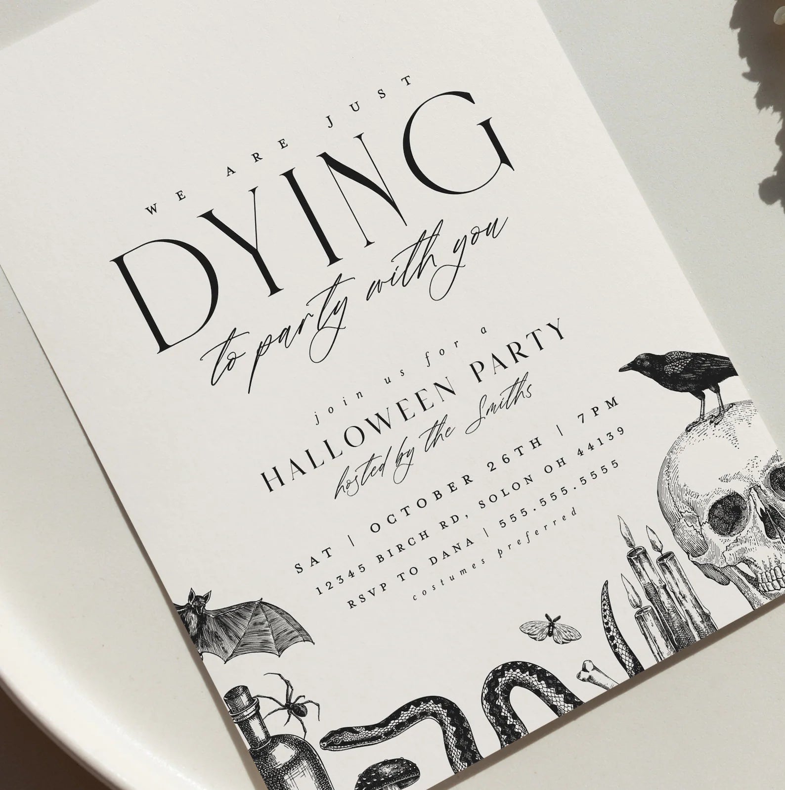 Vintage Halloween Party Invitation Template: Editable Skull Invite (Digital Download)