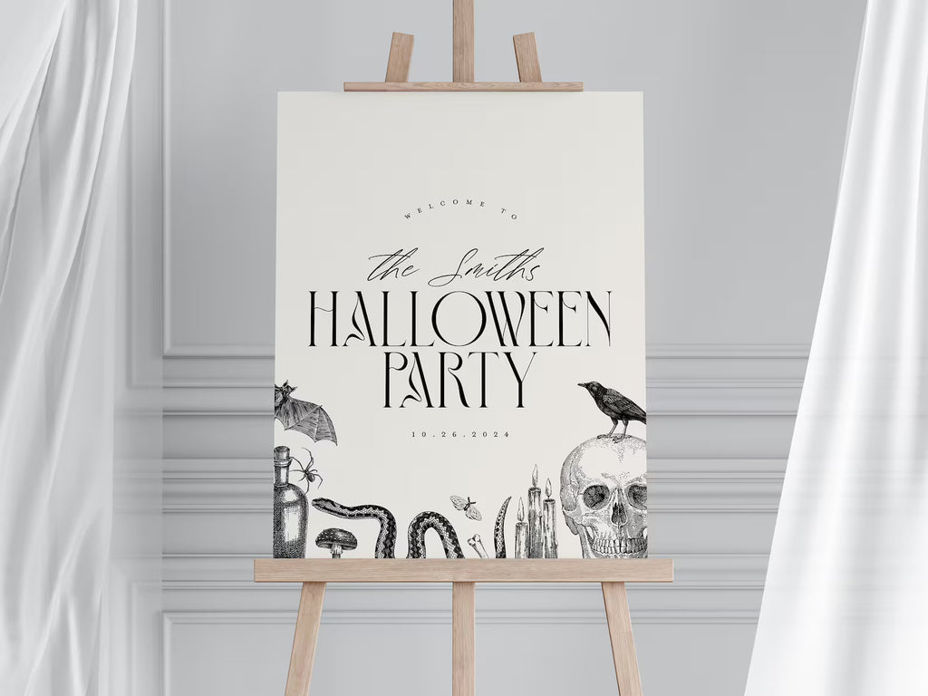 Vintage Halloween Party Invitation Template: Editable Skull Invite (Digital Download)